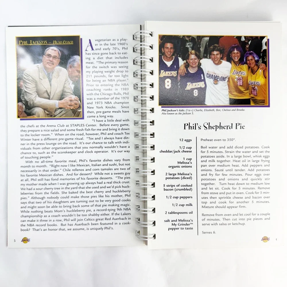 Los Angeles Lakers Are Cookin Again Cookbook 2001 Shaq Phil Jackson NBA Rare
